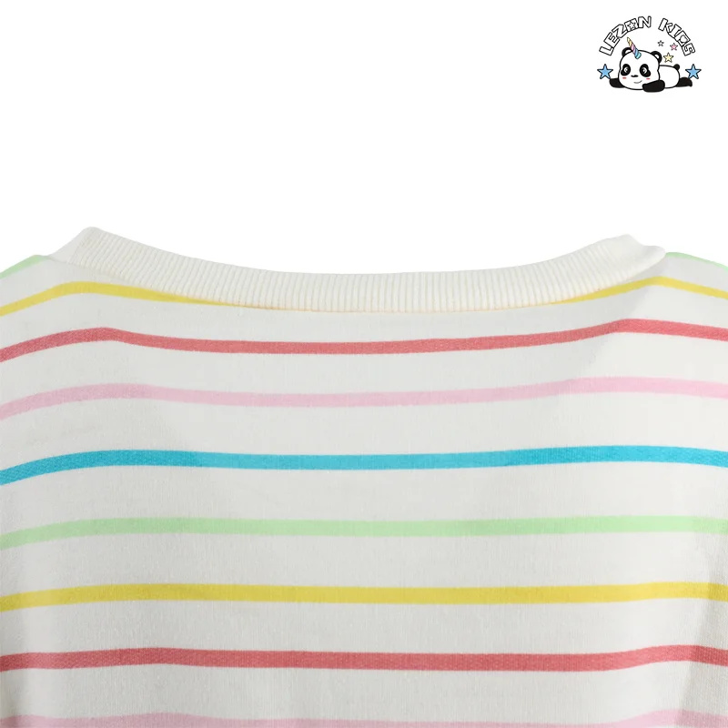 LEZONKIDS - Conjunto de Roupas para Meninos e Meninas com Camiseta Infantil Listrada de Arco-Íris, Manga Curta e Shorts, Casual e Respirável